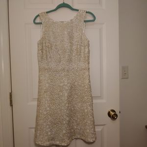 White dress with gold overlay